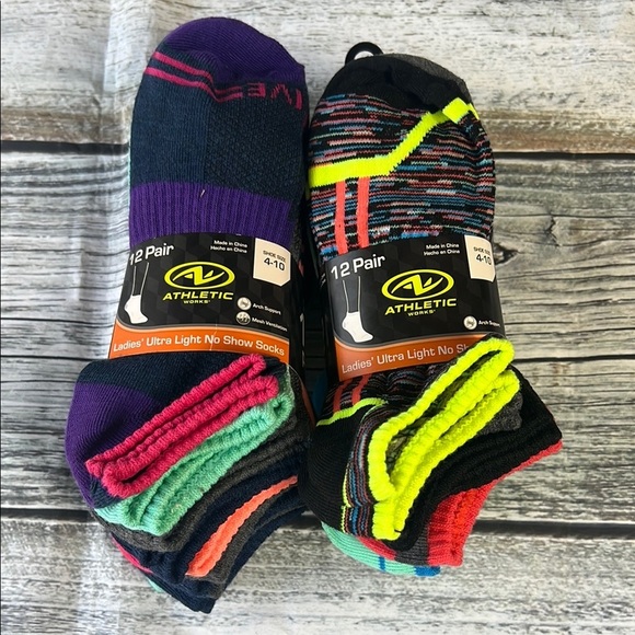 (2) Packs of Athletic Works Women's Ultralite Low Cut Socks, 12 Pair Multicolor - Picture 1 of 6